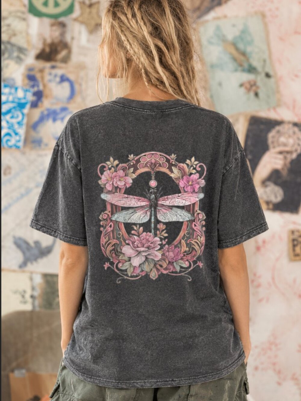 BOUTIQUE HIPPEE HARVEST DRAGONFLY MINERAL WASH TEE